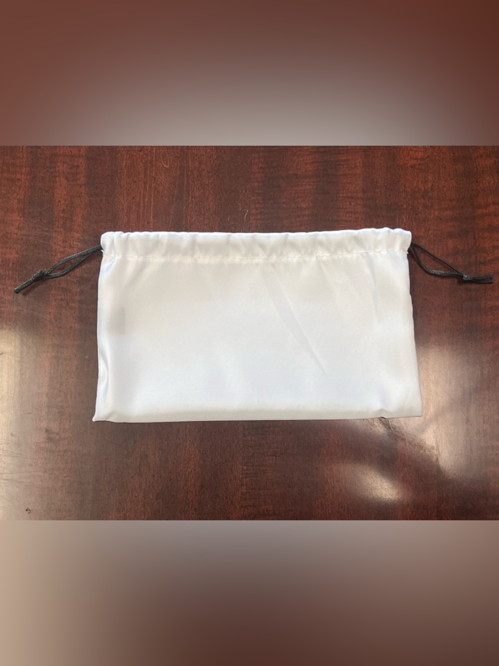 White Satin Drawstring Pouch - Picture 2 of 2